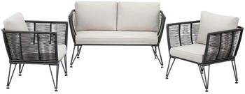 TecTake Garten-Loungeset Sundo im Rope-Design mit Polyrattan anthrazit 67x131x71 cm (405465)