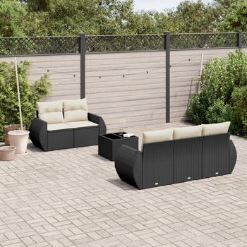 vidaXL 6-tlg. Garten-Sofagarnitur mit Kissen Grau Poly Rattan (3253437)