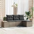 vidaXL 4-tlg. Garten Sofa Set mit Kissen Grau Poly Rattan (3347009)