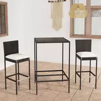 vidaXL 5-tlg. Gartenbar-Set mit Kissen Poly Rattan Grau