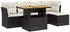 vidaXL Gartenlounge-Set 6-tlg. Garten-Sofagarnitur mit Kissen Schwarz Poly Rattan Schwarz (3275464)