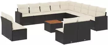 vidaXL 14-tlg. Garten-Sofagarnitur mit Kissen Grau Poly Rattan (3224380)