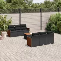 vidaXL 7-tlg. Garten-Sofagarnitur mit Kissen Grau Poly Rattan