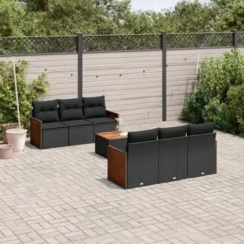vidaXL 7-tlg. Garten-Sofagarnitur mit Kissen Grau Poly Rattan (3227474)
