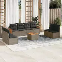 vidaXL 8-tlg. Garten-Sofagarnitur mit Kissen Grau Poly Rattan