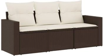vidaXL Garten Sofa Garnitur 3-tlg.mit Kissen Braun Poly Rattan (3218653)