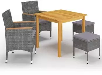 vidaXL 5-tlg Garten-Essgruppe Grau Modell 85 (3067688)