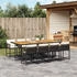 vidaXL 9-tlg. Garten-Essgruppe mit Kissen Schwarz Poly Rattan (3211467)