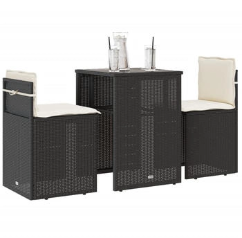 vidaXL 3-tlg. Bistro-Set mit Kissen Grau Poly Rattan (4003871)