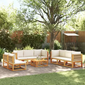 vidaXL 7-tlg. Gartensofa-Set mit Kissen Holz Akazie & Seil (3278839)