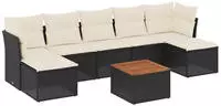 vidaXL 8-tlg. Garten-Sofagarnitur mit Kissen Beige-Mix Poly Rattan