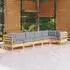 vidaXL 6-tlg. Garten-Lounge-Set mit Grauen Kissen Kiefernholz (3096393)