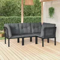 vidaXL 5-tlg. Garten-Lounge-Set Schwarz und Grau Poly Rattan