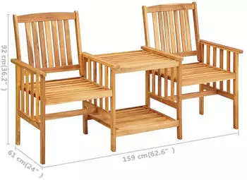 vidaXL Gartenstühle mit Teetisch und Kissen Akazie Massivholz (3061280)
