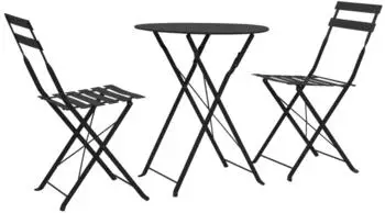 vidaXL 3-tlg. Bistro-Set Stahl Schwarz (44356)