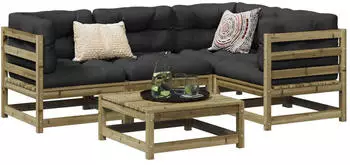 vidaXL 5-tlg. Garten-Sofagarnitur Kiefernholz Impr&auml;gniert (3299422)