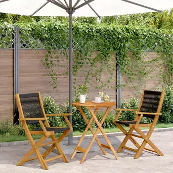 vidaXL 3-tlg. Bistro-Set Grau Polypropylen und Massivholz (3281878)