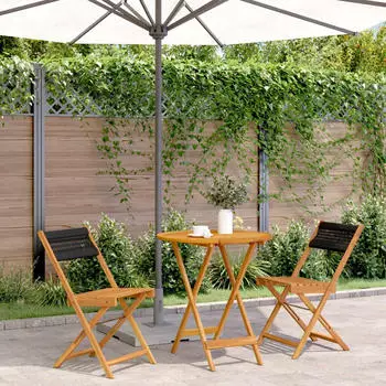 vidaXL 3-tlg. Bistro-Set Grau Polypropylen und Massivholz (3281758)