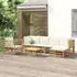 vidaXL 4-tlg. Garten-Lounge-Set mit Cremeweißen Kissen Bambus (3155184)