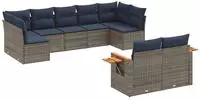 vidaXL 9-tlg. Garten-Sofagarnitur mit Kissen Grau Poly Rattan