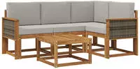 vidaXL Outdoor-Sofagarnitur 5 pcs Nat&uuml;rlich und Hellgrau Polyester