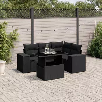 vidaXL Garten-Sofagarnitur 5-tlg. mit Kissen Poly Rattan Beige (3326789)
