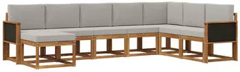 vidaXL Outdoor-Sofagarnitur mit Kissen 8-tlg. Natur/Hellgrau (3385442)