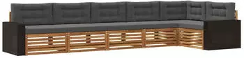 vidaXL Outdoor-Sofagarnitur 6-tlg., Natur & Anthrazit (3383425)