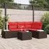 vidaXL Gartenlounge-Set 5-tlg. mit Kissen Poly-Rattan Braun (3347054)