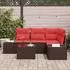 vidaXL Gartenlounge-Set 5-tlg. mit Kissen Poly-Rattan Braun (3347054)