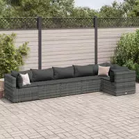 vidaXL 4-tlg. Garten-Lounge-Set mit Kissen Grau Poly Rattan