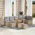 vidaXL Garten-Sofa-Set 9-teilig mit Kissen, Poly-Rattan/Akazie, Beige (3362157)