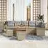 vidaXL Garten-Sofa-Set 9-teilig mit Kissen, Poly-Rattan/Akazie, Beige (3362157)