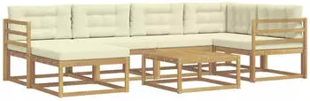 vidaXL Outdoor-Sofagarnitur 7-tlg., Wei&szlig;/Creme (3386709)
