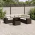 vidaXL Garten-Sofagarnitur 7-tlg. mit Kissen Schwarz Polyrattan (3269186)