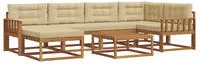 Outdoor-sofagarnitur Mit Kissen 7 Pcs Natur Und Beige Vidaxl