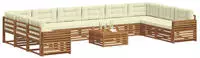 vidaXL Sofagarnituren 11 pcs Natur und Creme Massivholz Akazie