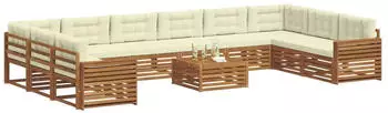 vidaXL Gartenlounge-Set 11-tlg. Akazienholz Natur/Creme (3374255)