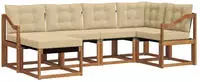 vidaXL Outdoor-Sofagarnitur mit Kissen 6 pcs Natur und Beige