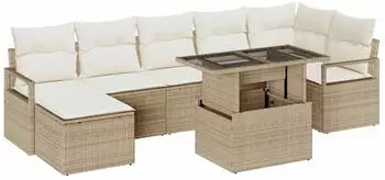 vidaXL Garten-Sofa-Set mit Kissen 8-tlg. Beige/Creme (3348867)