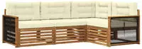 vidaXL Outdoor-Sofagarnitur mit Kissen 4 pcs Natur und Creme