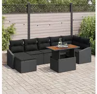 vidaXL Garten Essgruppe mit Kissen 8 pcs Schwarz und Braun