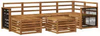 vidaXL Ecksofa Set 6 pcs Natur Massivholz Akazie