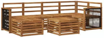 vidaXL Ecksofa Set 6-tlg. Natur Massivholz Akazie (3384590)