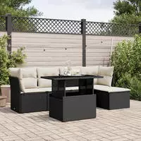 vidaXL 6-tlg. Garten-Sofagarnitur mit Kissen Grau Poly Rattan