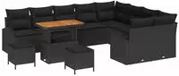 vidaXL Garten-Sofa-Set mit Kissen mit Speicher 12 pcs Schwarz
