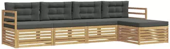 vidaXL Garten-Sofagarnitur 5-tlg. Polyester Wei&szlig;/Anthrazit (3390307)