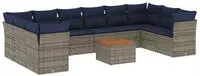 vidaXL 11-tlg. Garten-Sofagarnitur mit Kissen Grau Poly Rattan