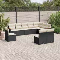 vidaXL 11-tlg. Garten-Sofagarnitur mit Kissen Grau Poly Rattan