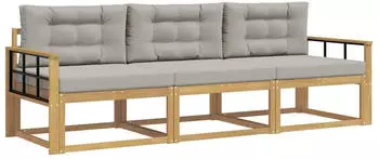 vidaXL Outdoor-Sofagarnitur 3-tlg. Polyester Wei&szlig;/Hellgrau (3386000)